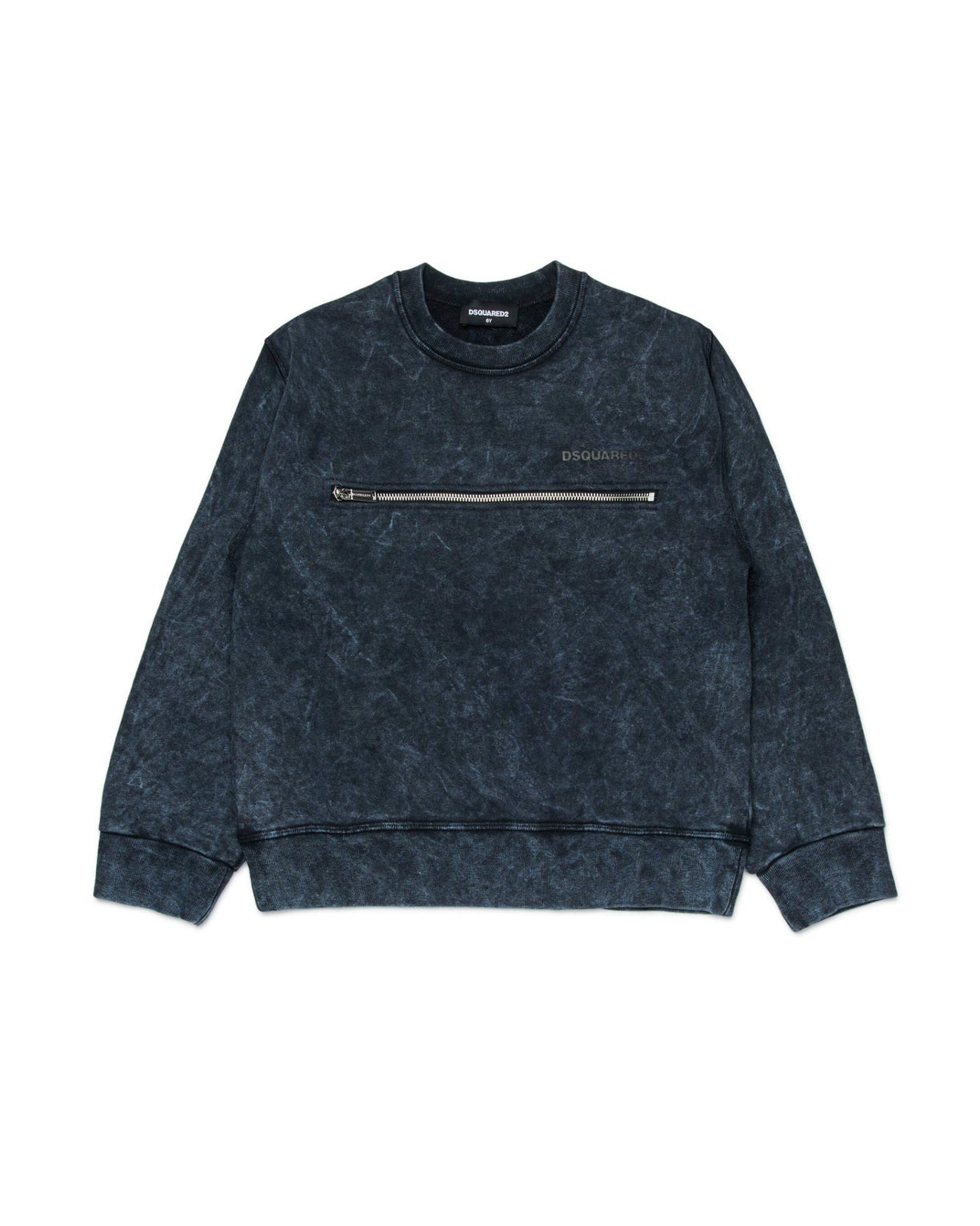 Dsquared2 Kids Felpa Girocollo Marmorizzata con Zip per Bambini