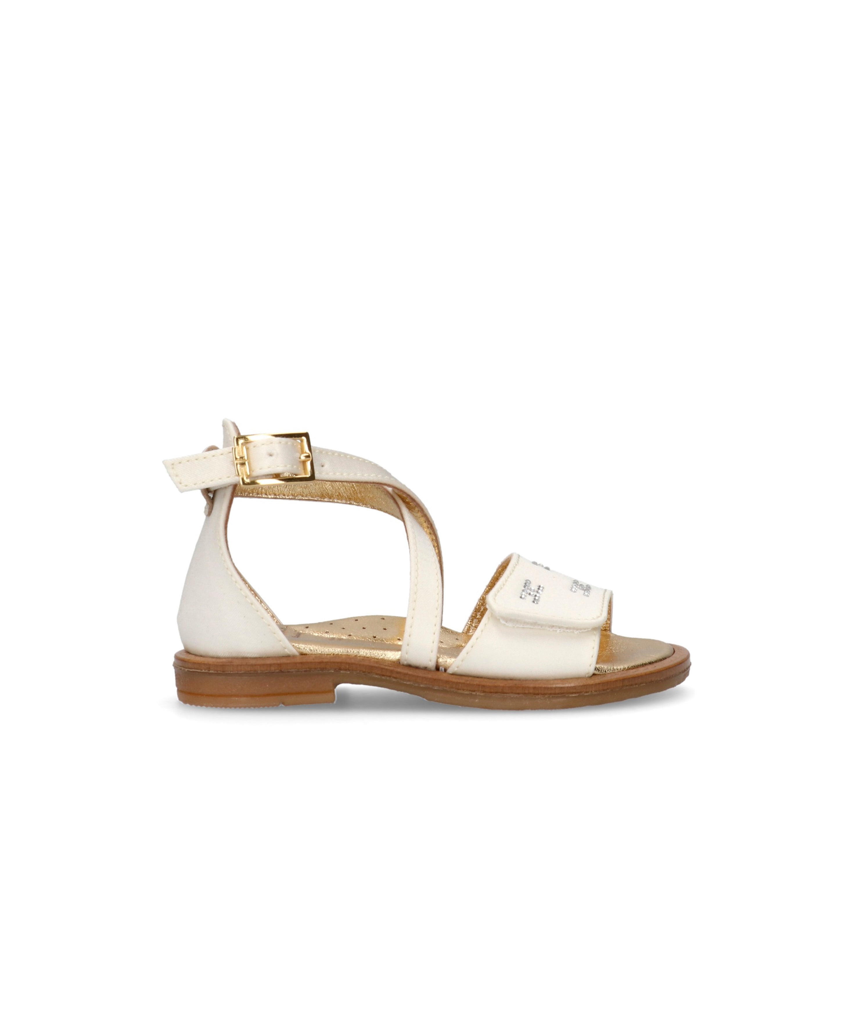 Elisabetta Franchi La Mia Bambina Sandalo Avorio Incrociato con Strass per Neonate