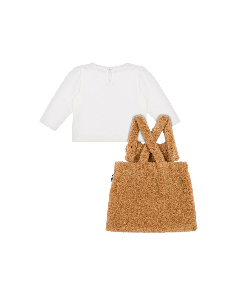 Moschino Kids T-shirt Bianca con Salopette Teddy per Neonate