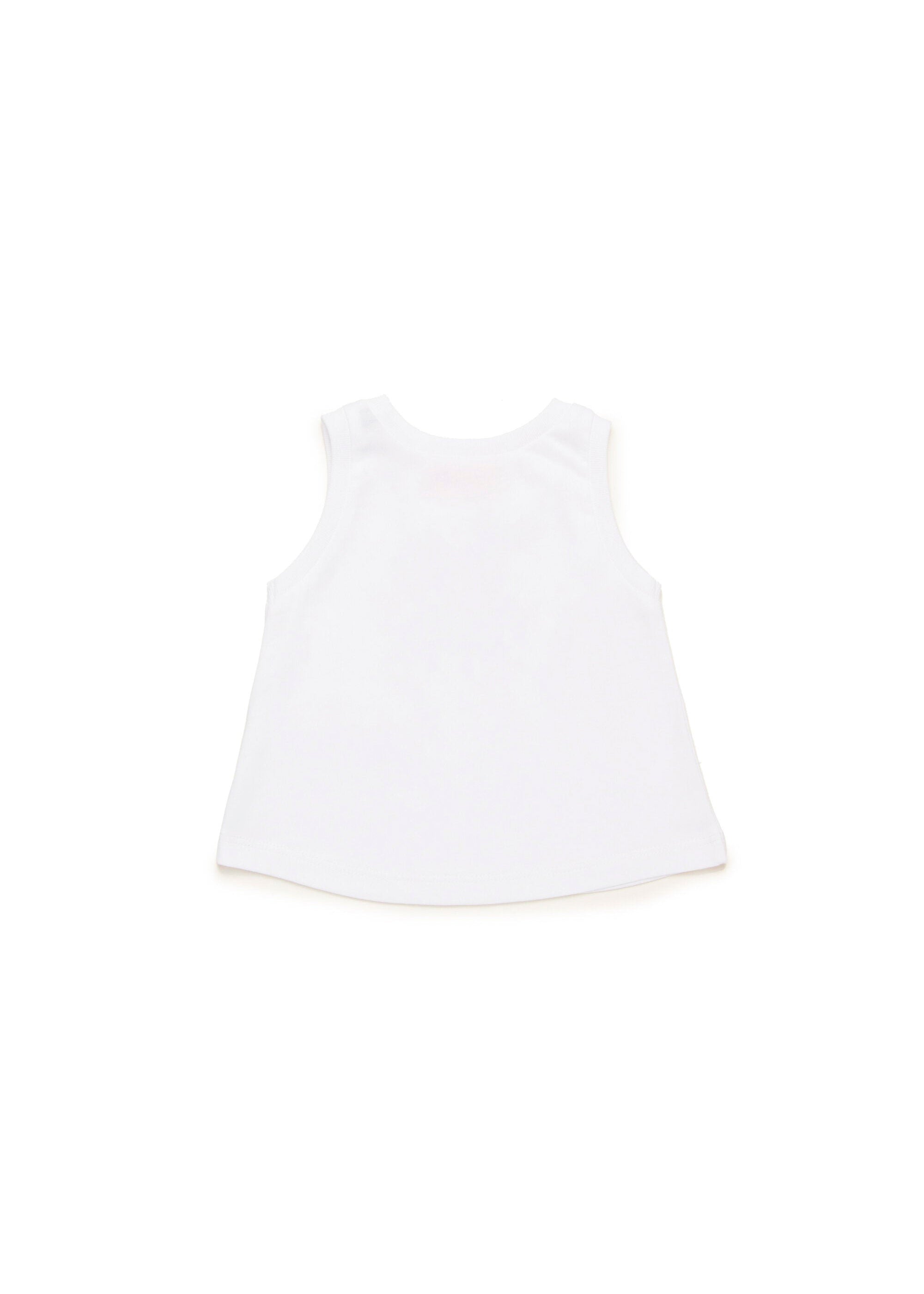 Diesel Kids Canotta Bianca con Oval D per Neonate