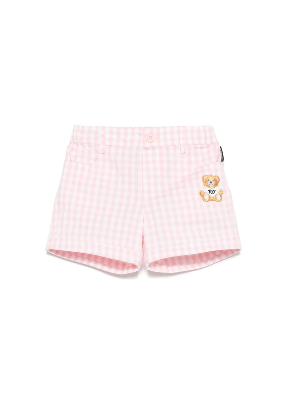 Moschino Kids Shorts Rosa a Quadri con Ricamo Toy per Neonate