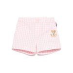 Moschino Kids Shorts Rosa a Quadri con Ricamo Toy per Neonate