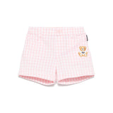 Moschino Kids Shorts Rosa a Quadri con Ricamo Toy per Neonate