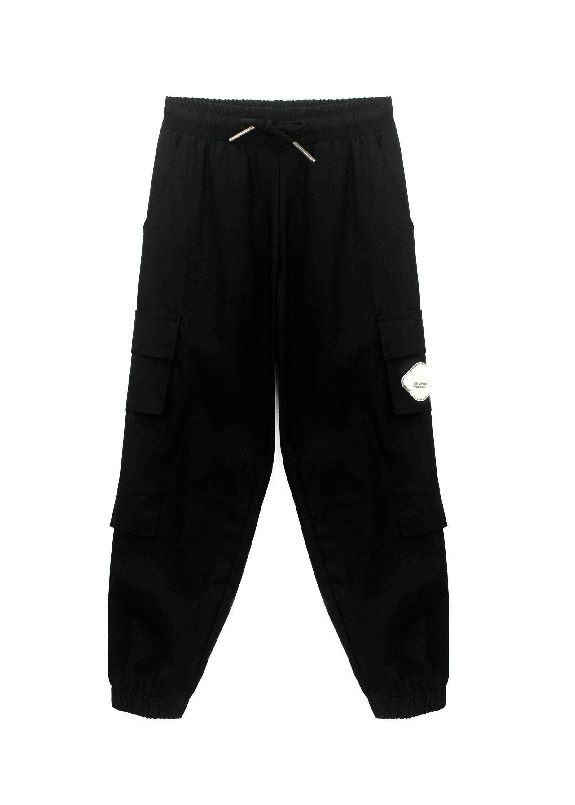 Yes London Pantaloni Neri con Tasconi e Patch per Bambini