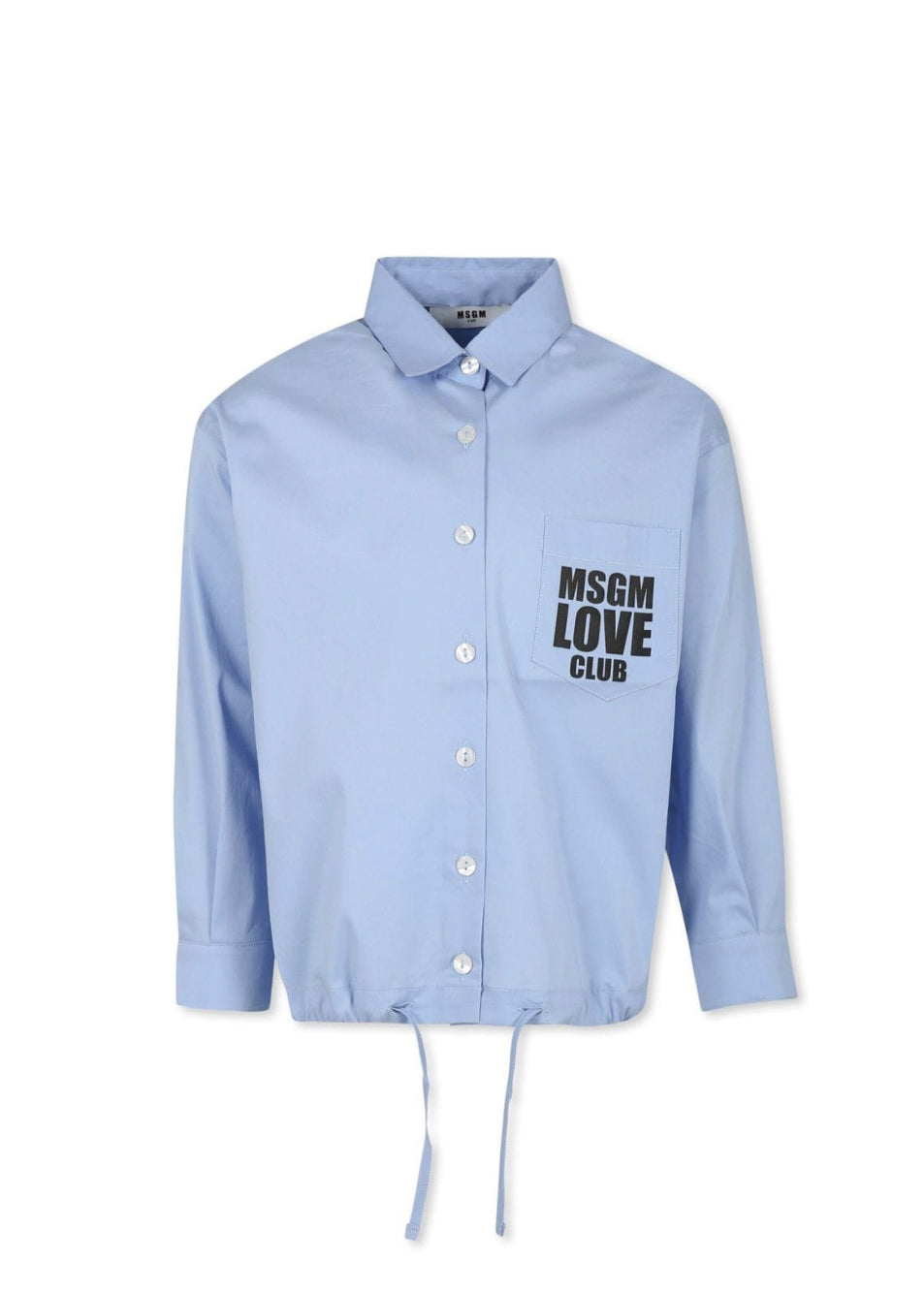 MSGM Kids Camicia Celeste con Stampa Logo per Bambine