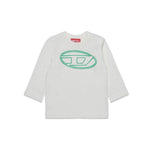Diesel Kids T-shirt Bianca Lunghe Maniche con Oval D per Neonati