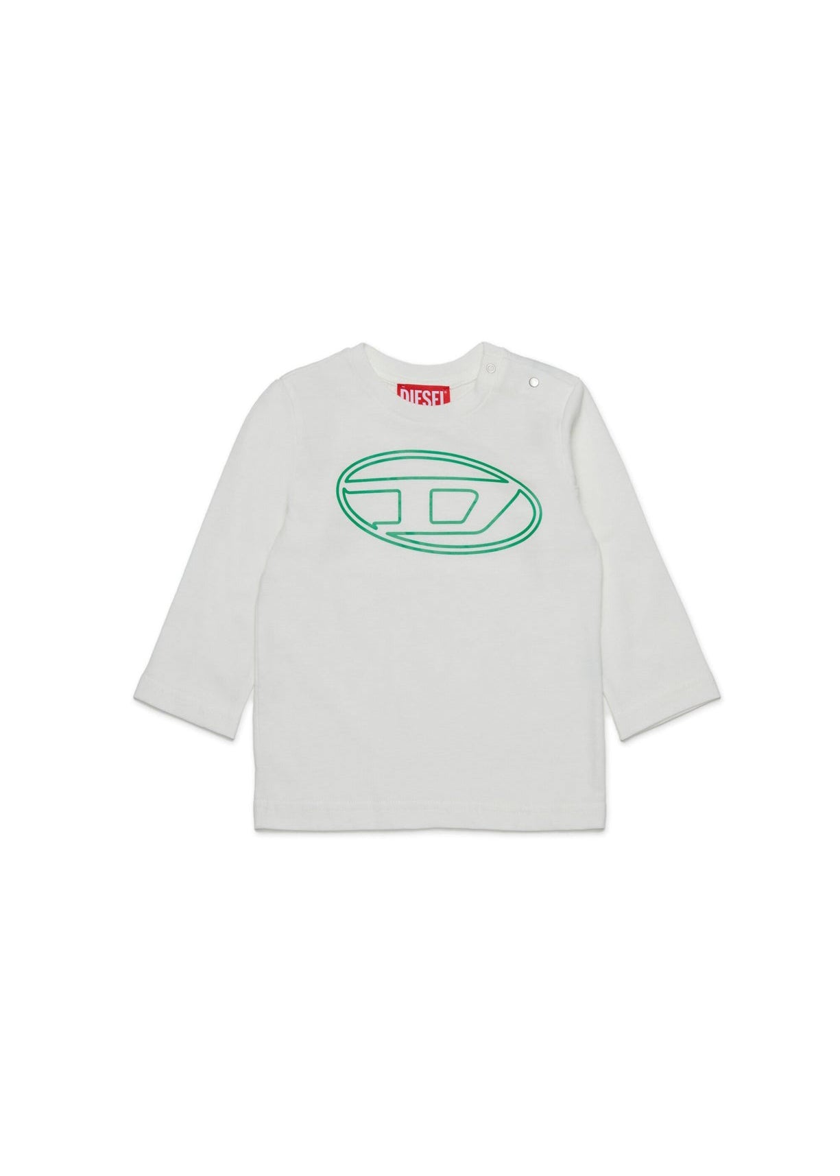 Diesel Kids T-shirt Bianca Lunghe Maniche con Oval D per Neonati