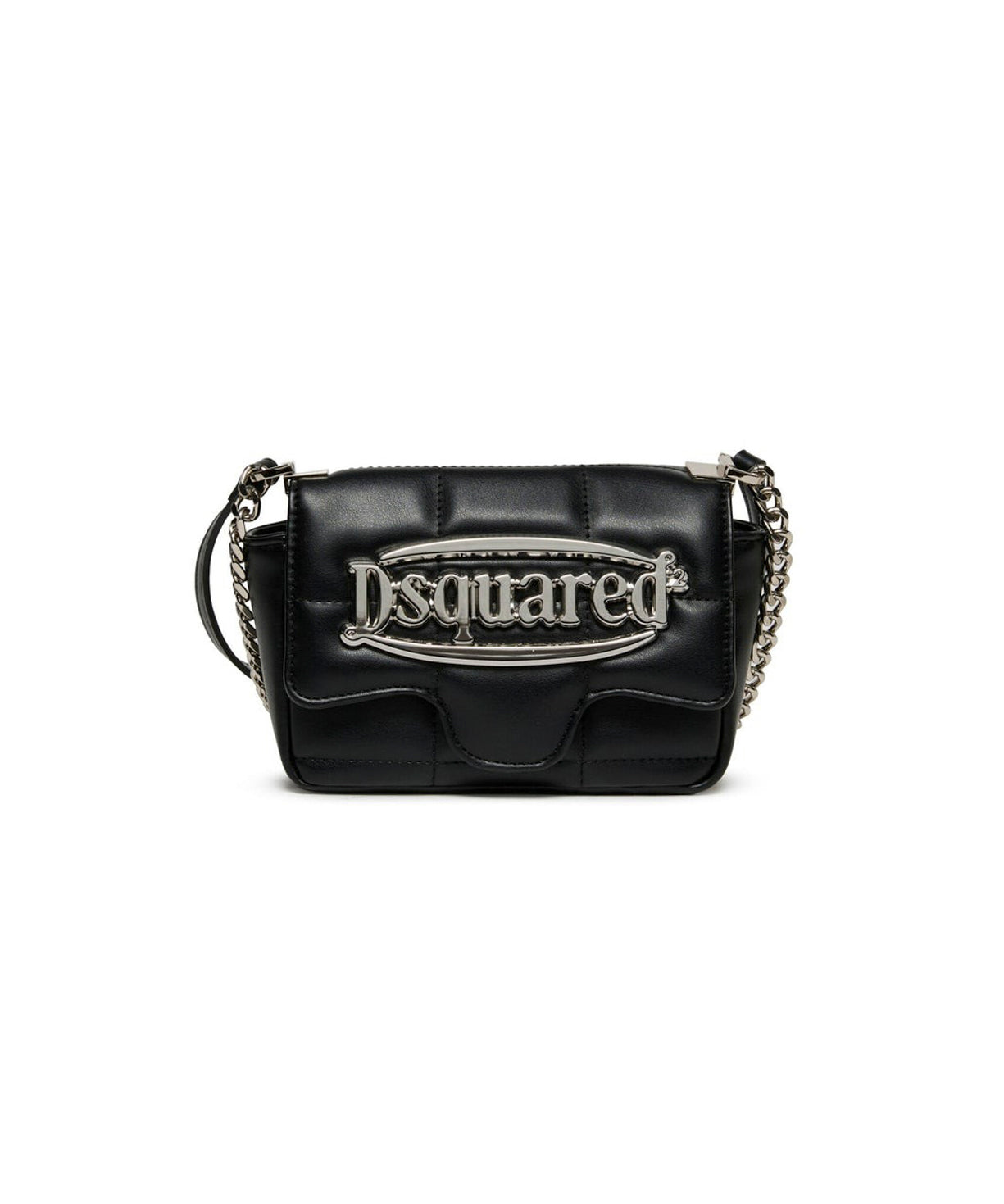 Dsquared2 Kids Borsa Nera con Tracolla e Placca Logo per Bambine (fronte)