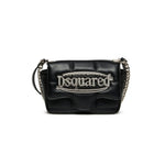 Dsquared2 Kids Borsa Nera con Tracolla e Placca Logo per Bambine (fronte)