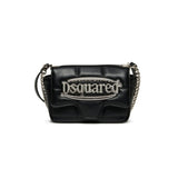 Dsquared2 Kids Borsa Nera con Tracolla e Placca Logo per Bambine (fronte)
