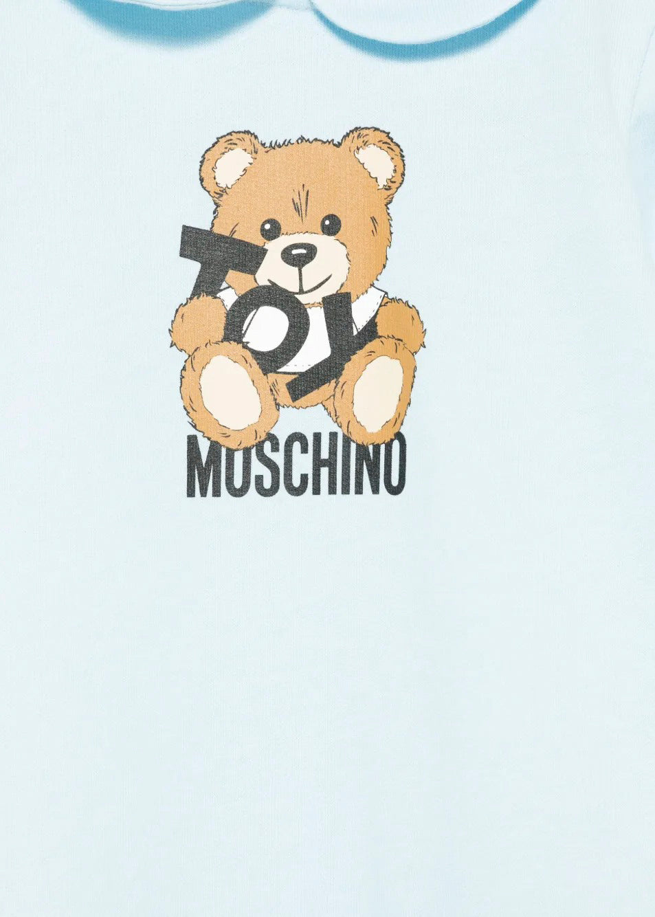 Moschino Kids Tutina Celeste con Stampa Toy per Neonati