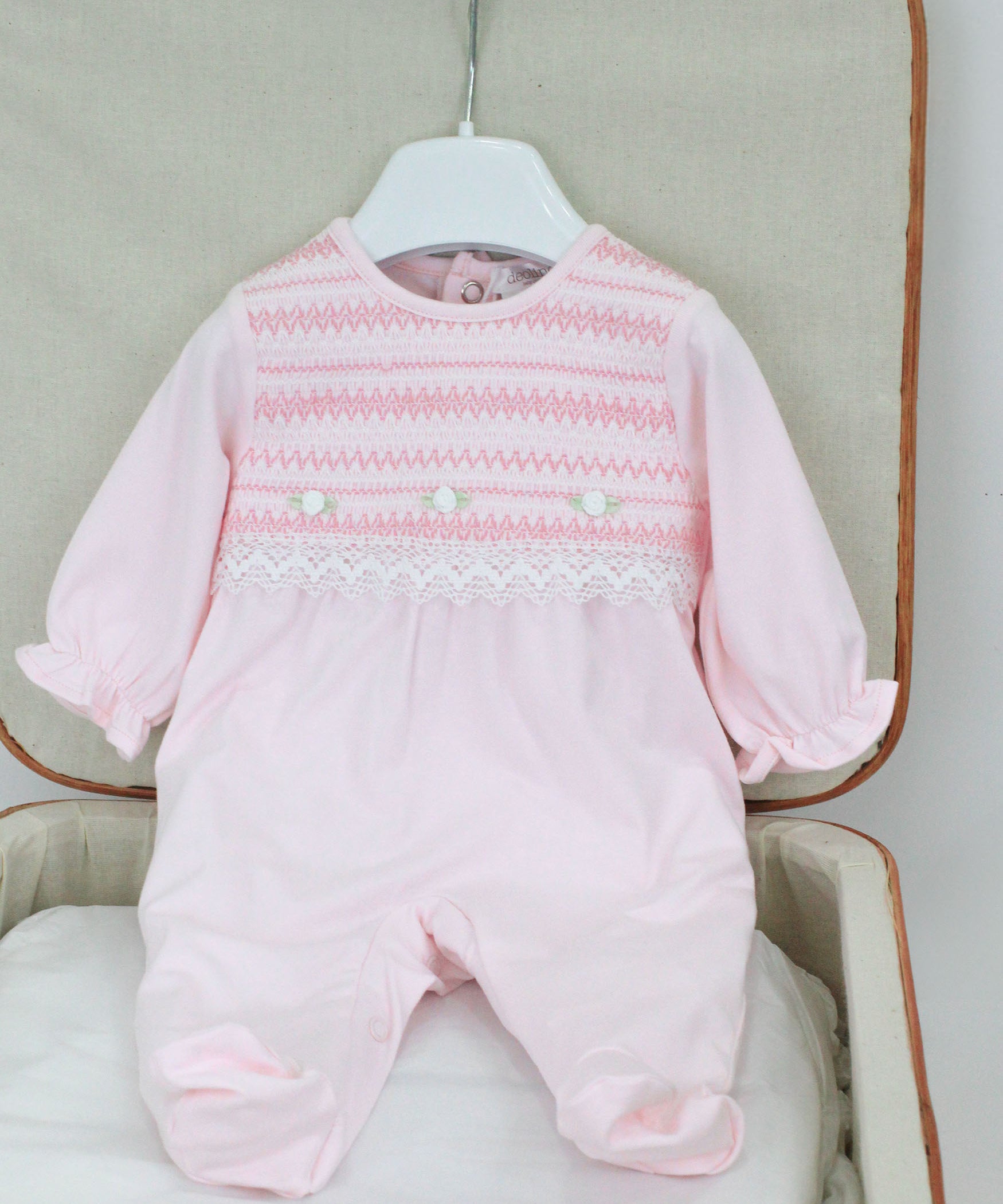 Deolinda Tutina Rosa con Ricamo per Neonate