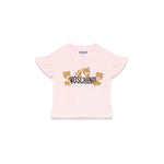 Moschino Kids T-shirt Rosa con Stampa per Neonate