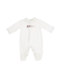 Elisabetta Franchi La Mia Bambina Tutina Panna con EF Blocks per Neonate