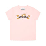 Moschino Kids T-shirt Rosa con Stampa Teddy per Neonate