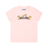 Moschino Kids T-shirt Rosa con Stampa Teddy per Neonate