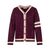 MSGM Kids Cardigan Borgogna con Strass per Bambine