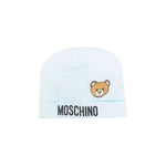 Moschino Kids Cappello Celeste con Logo Teddy Bear per Neonati