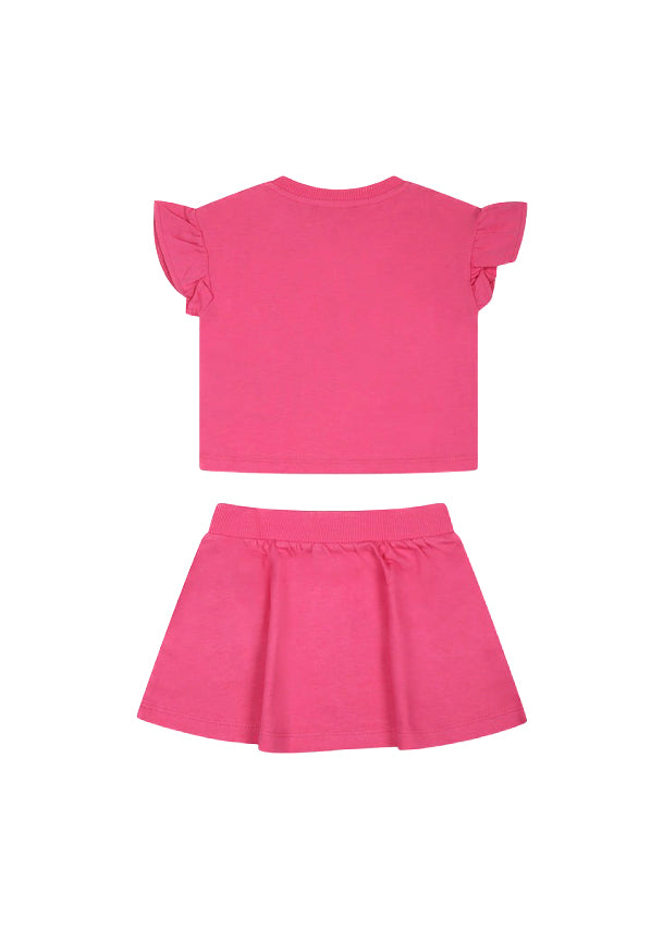 Moschino Kids T-shirt con Stampa con Gonna Fucsia per Neonate