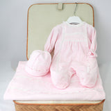 Deolinda Completo Rosa con Ricami per Neonate