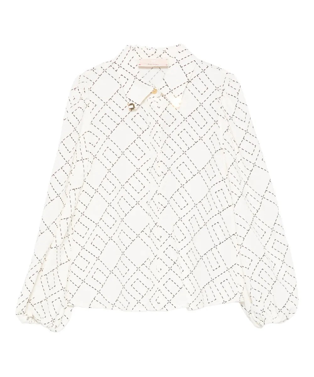 Elisabetta Franchi La Mia Bambina Camicia Panna con Logo Geometrico per Bambine