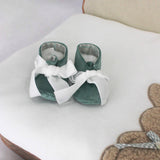 Marlu scarpine verde salvia con fiocco per neonate