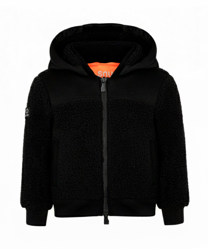 SUNS Kids Giubbotto Teddy Nero con Cappuccio per Bambini