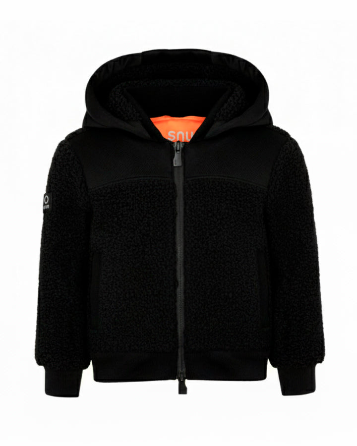 SUNS Kids Giubbotto Teddy Nero con Cappuccio per Bambini