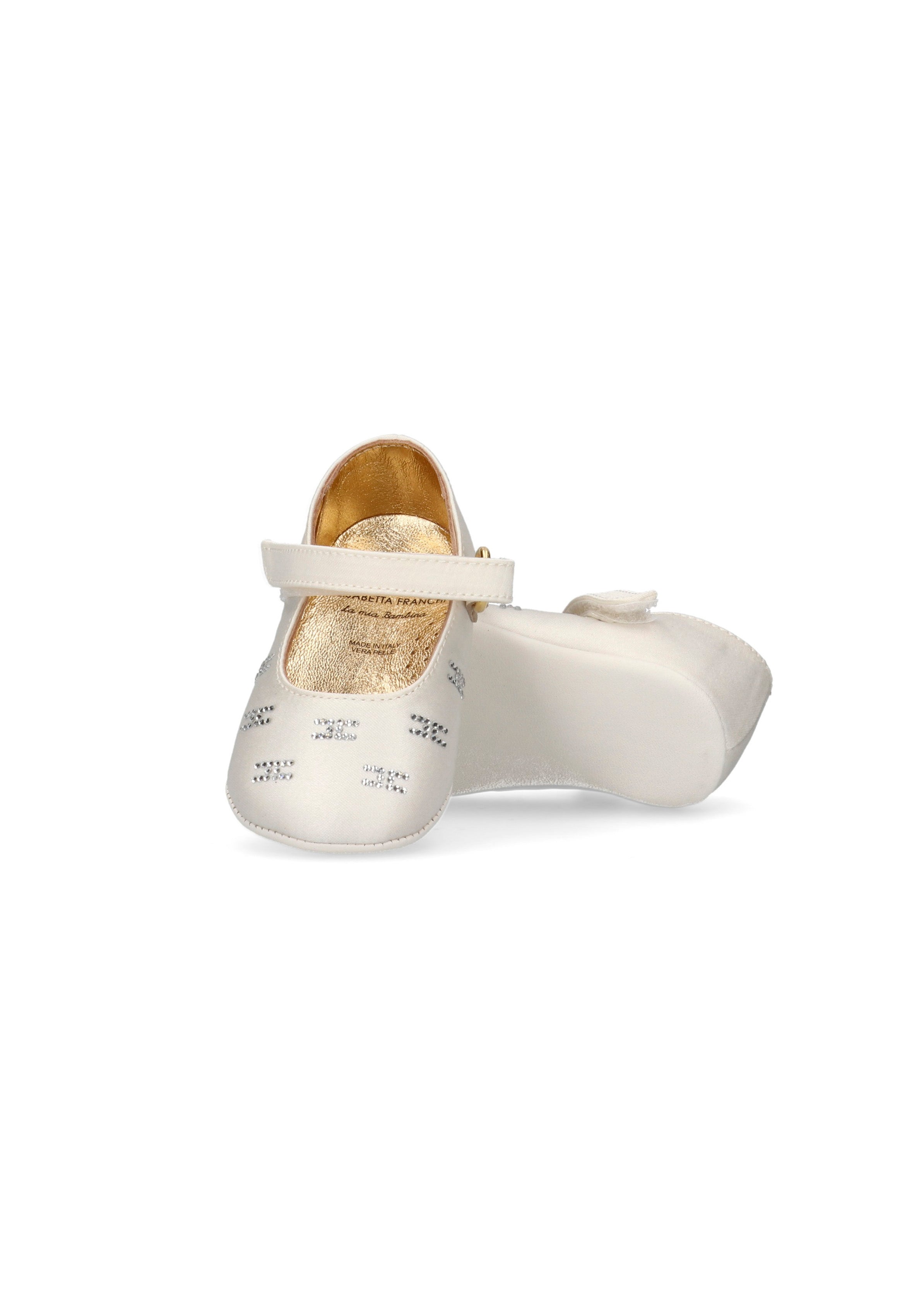 Elisabetta Franchi La Mia Bambina Ballerine Avorio con Strass per Neonate