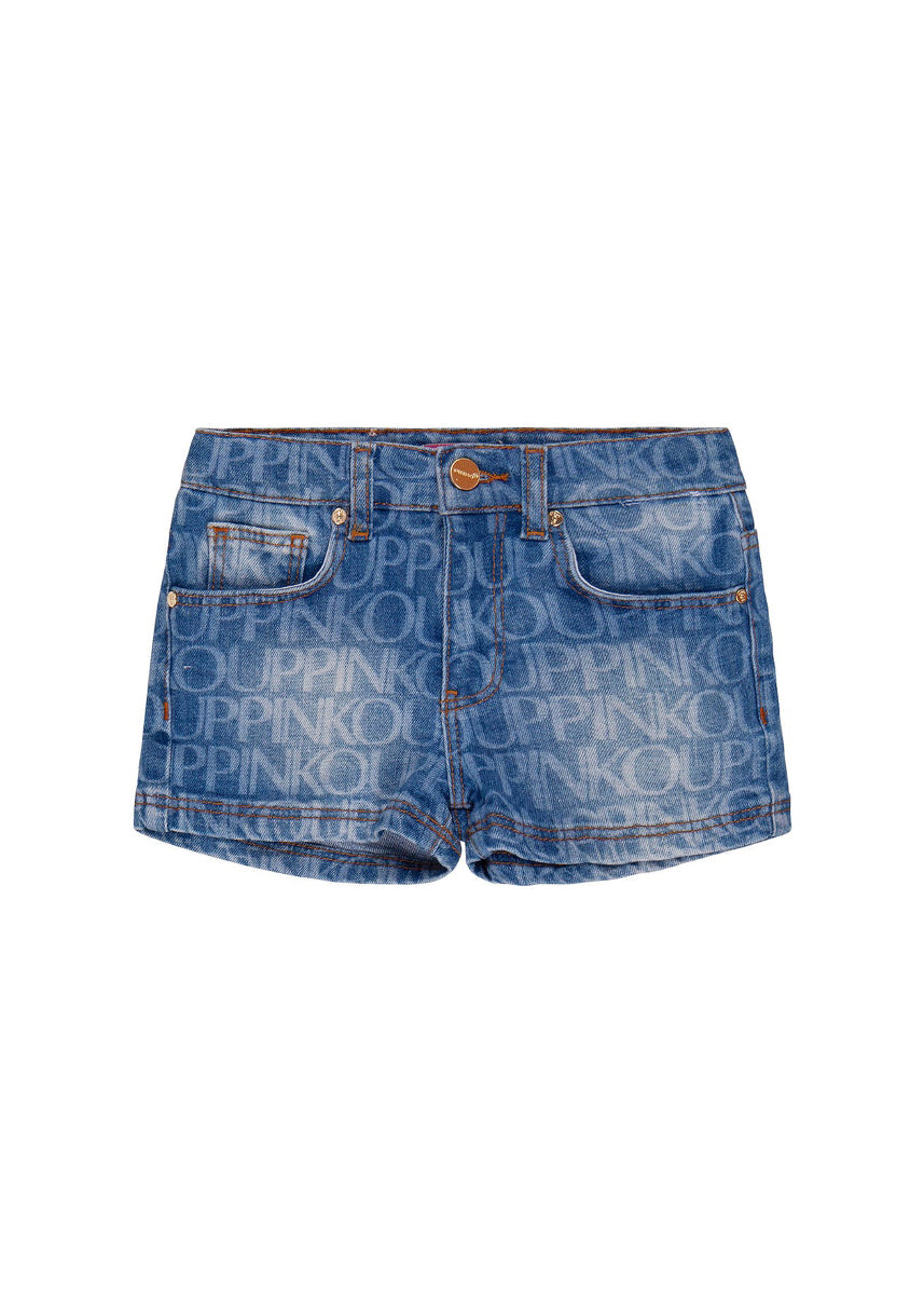 Pinko Kids Short Denim Blu con Logo Monogram