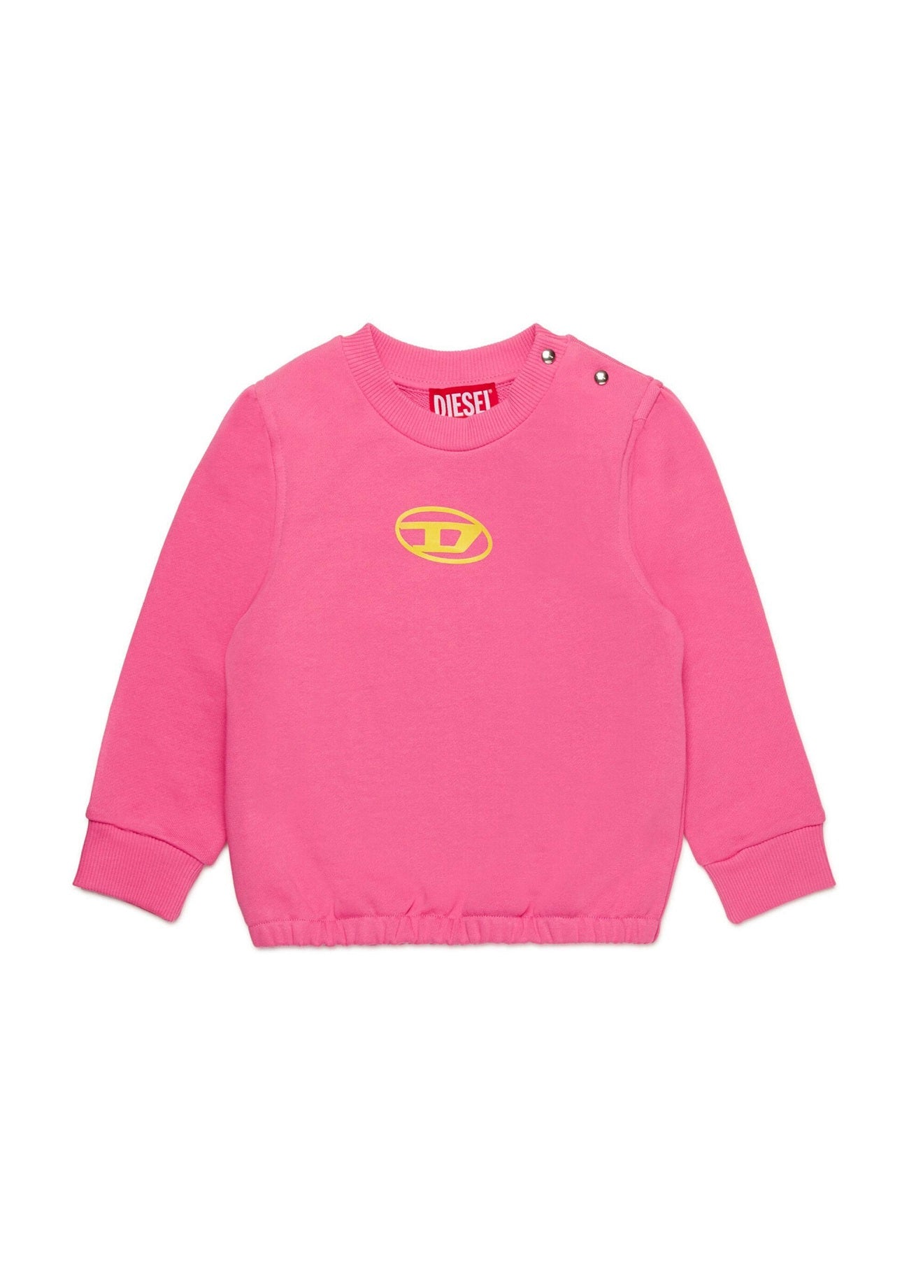 Diesel Kids Felpa Girocollo Rosa Con Logo Oval D per Neonate frontale