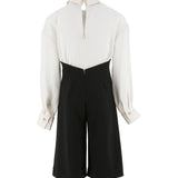 Elisabetta Franchi La Mia Bambina Camicia Panna con Pantaloni Neri e Cravatta per Bambine