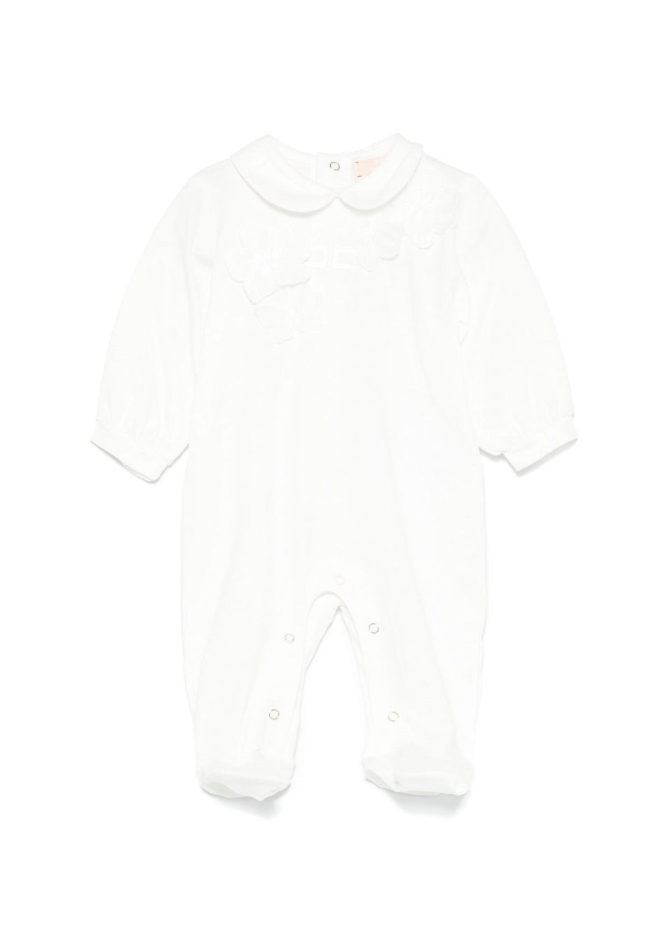 Elisabetta Franchi La Mia Bambina Tutina Panna con Applicazioni Fiori per Neonate