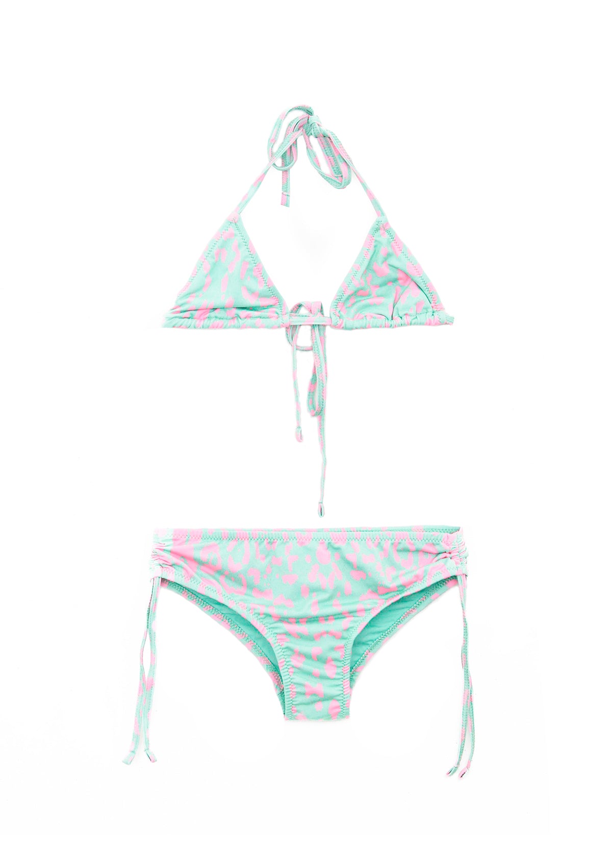 EffeK Costume Bikini Fantasia Maculata Verde/Fucsia per Bambine