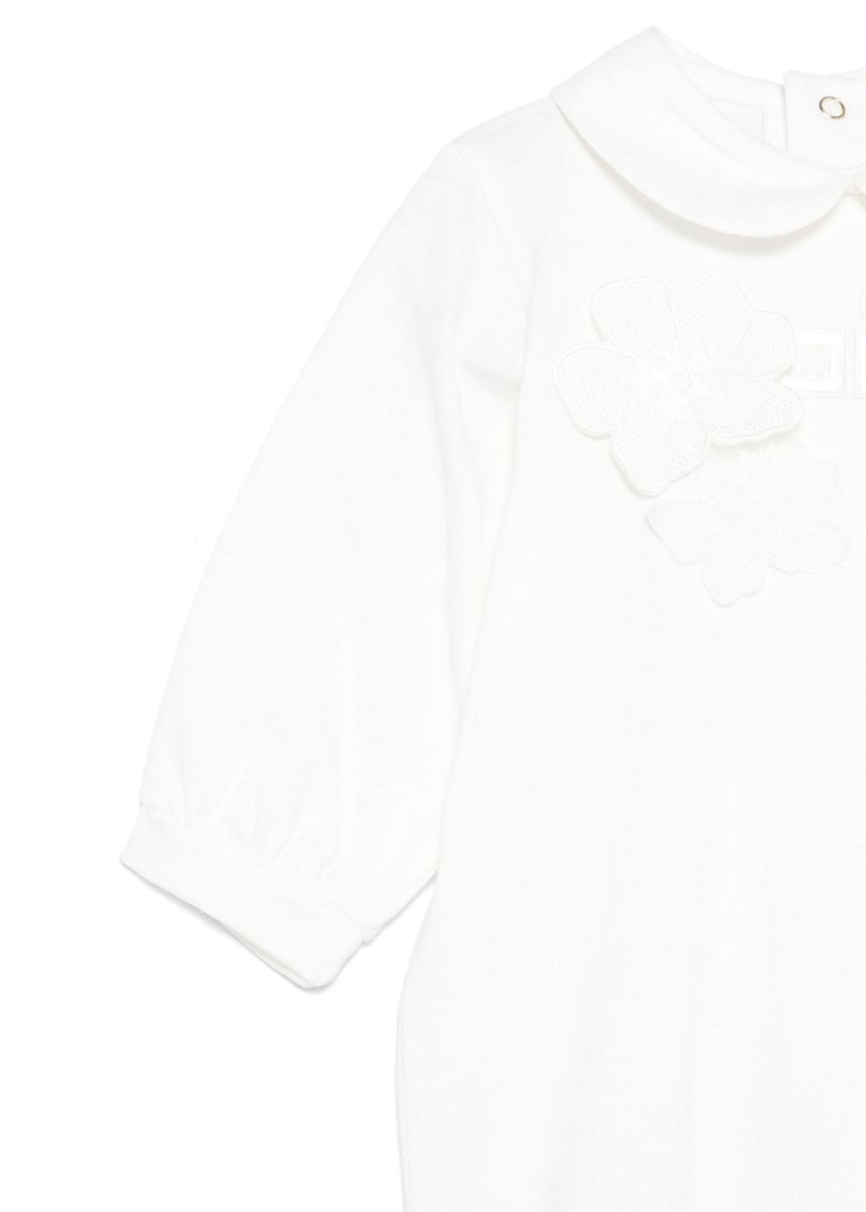 Elisabetta Franchi La Mia Bambina Tutina Panna con Applicazioni Fiori per Neonate