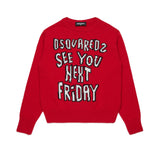 Dsquared2 Kids Maglione Rosso con Intarso Lettering per Bambini