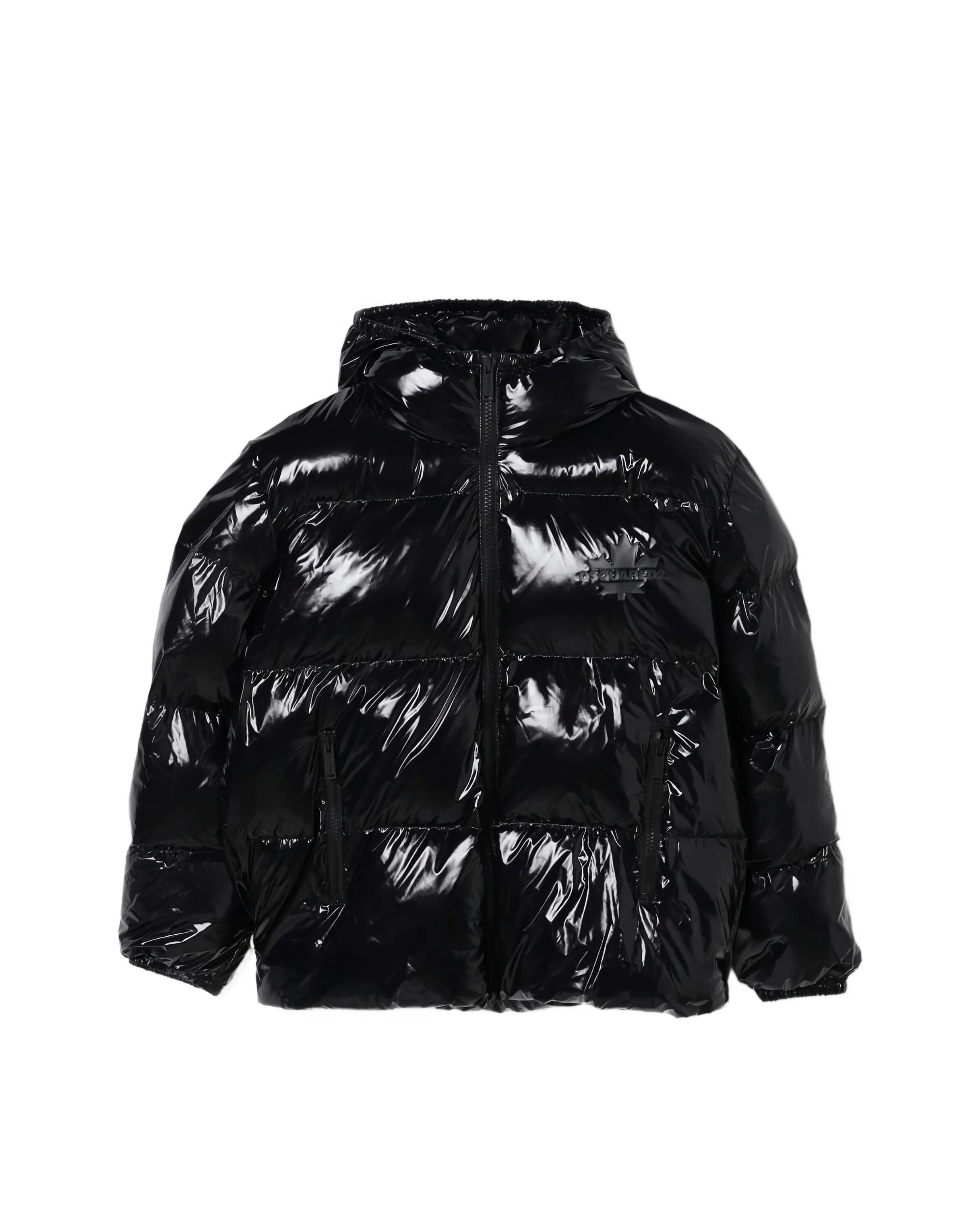 Dsquared2 Kids Giubbino Puffer Nero con Cappuccio per Bambini