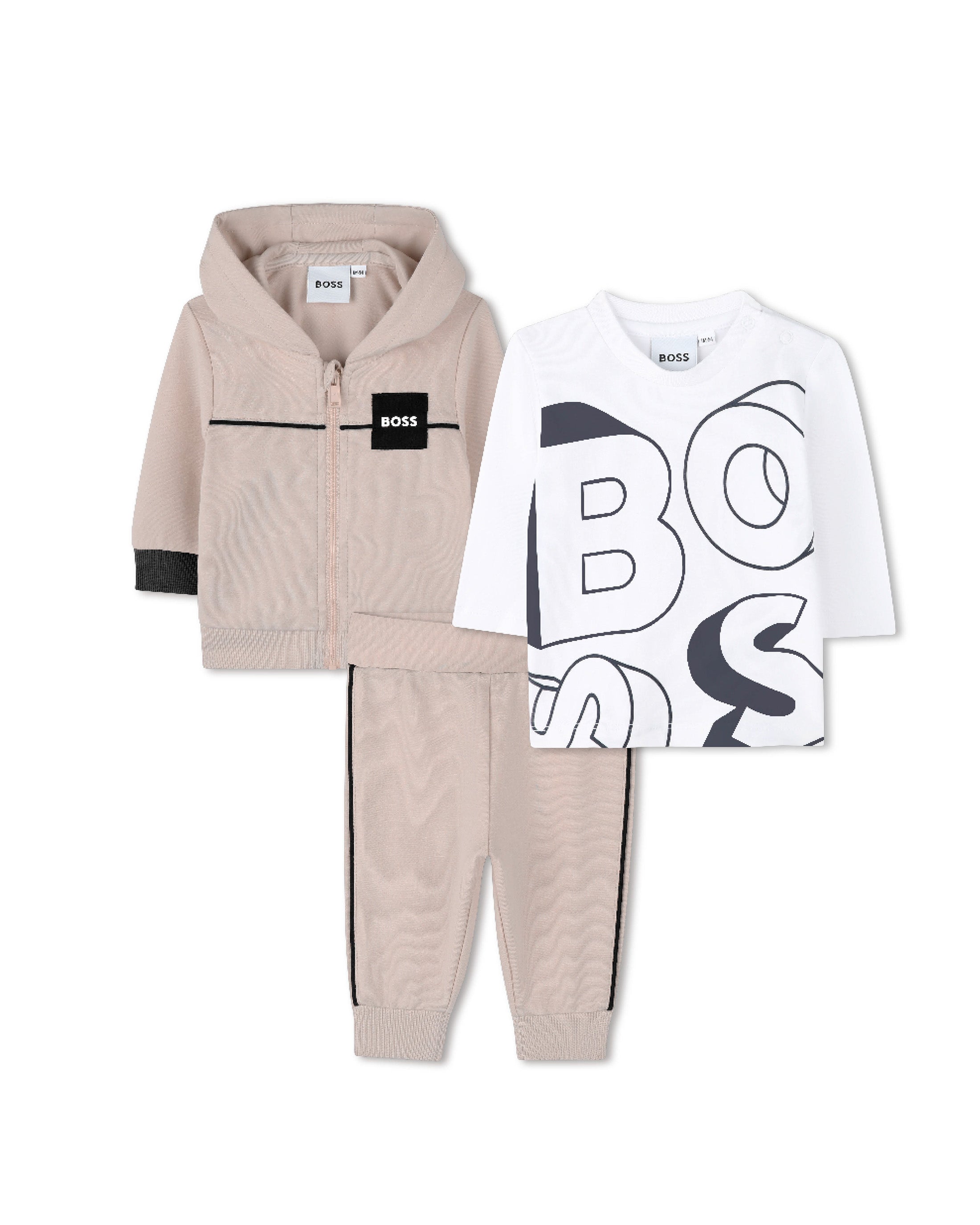 Boss Kids Completo Beige Bianco per Neonati
