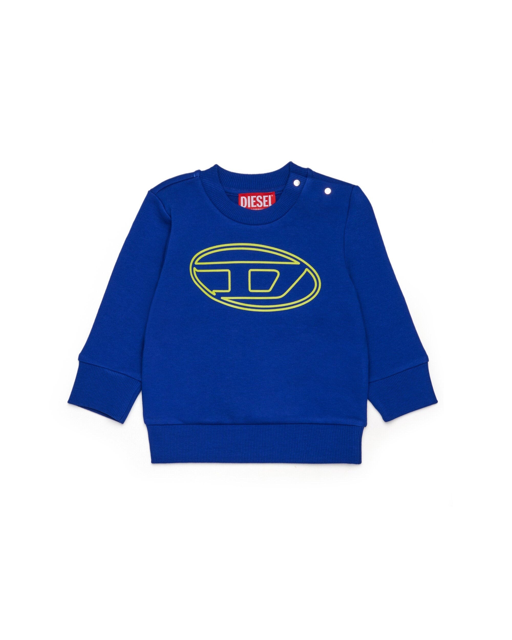 Diesel Kids Felpa Girocollo Bluette con Oval D per Neonati