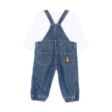 Moschino Kids T-shirt Bianca con Salopette per Neonati