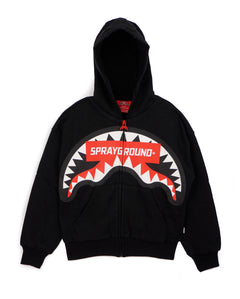 Sprayground Kids Giubbino Nero con Cappuccio e zip con Motivo Maxi Smile per Bambini