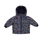 Moschino Kids Giubbino Blu con Logo Allover per Neonati