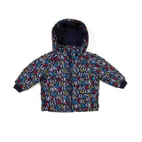 Moschino Kids Giubbino Blu con Logo Allover per Neonati