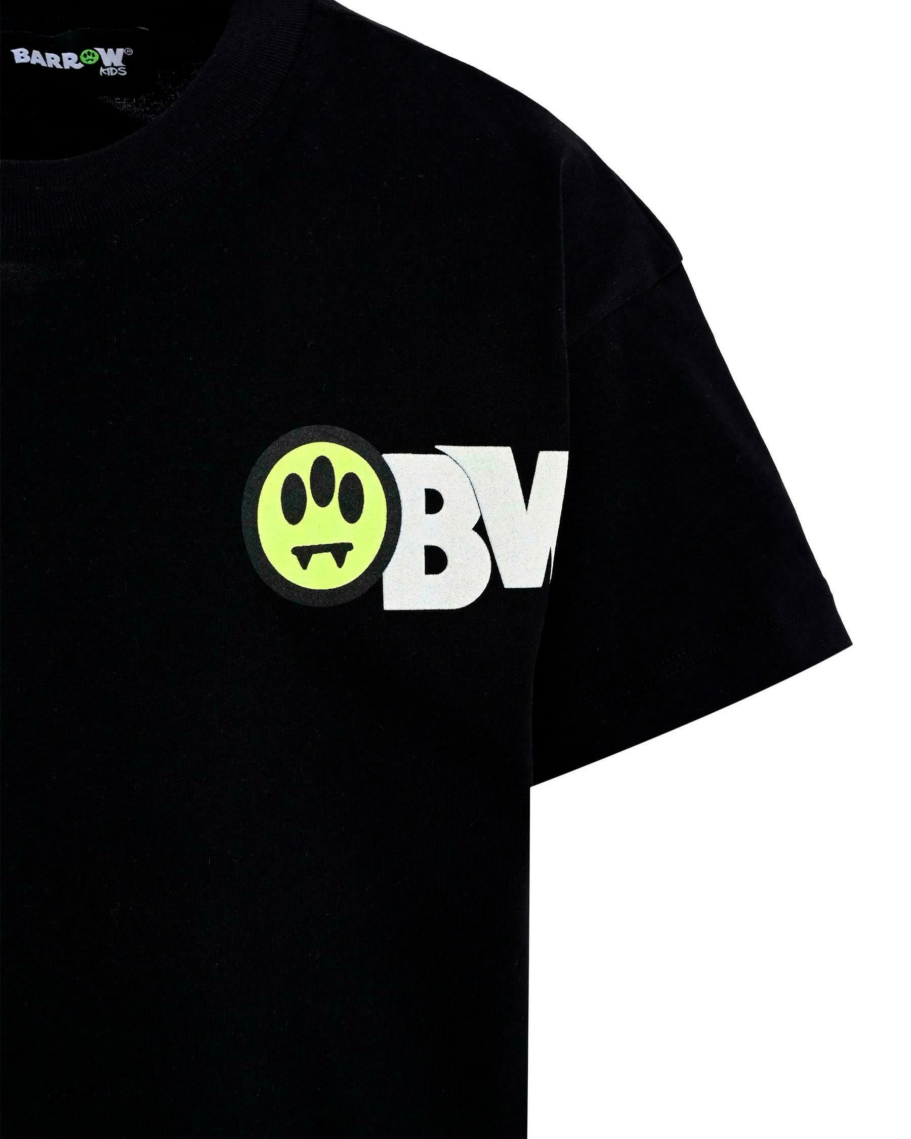 Barrow Kids T-Shirt Nera Girocollo Stampa Retro per Bambini