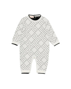 Elisabetta Franchi La Mia Bambina Tutina Panna con Logo Geometrico per Neonate