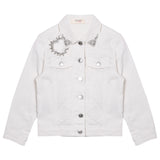 Vicolo Kids Giubbino Denim Bianco con Strass per Bambine