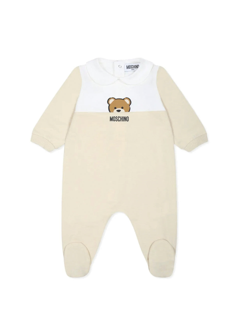 Moschino Kids Tutina Beige con Stampa per Neonati