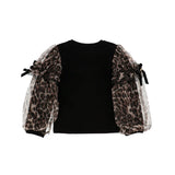 Angel's Face Kids Maglia Maniche Lunghe Leopardata Nera per Bambine