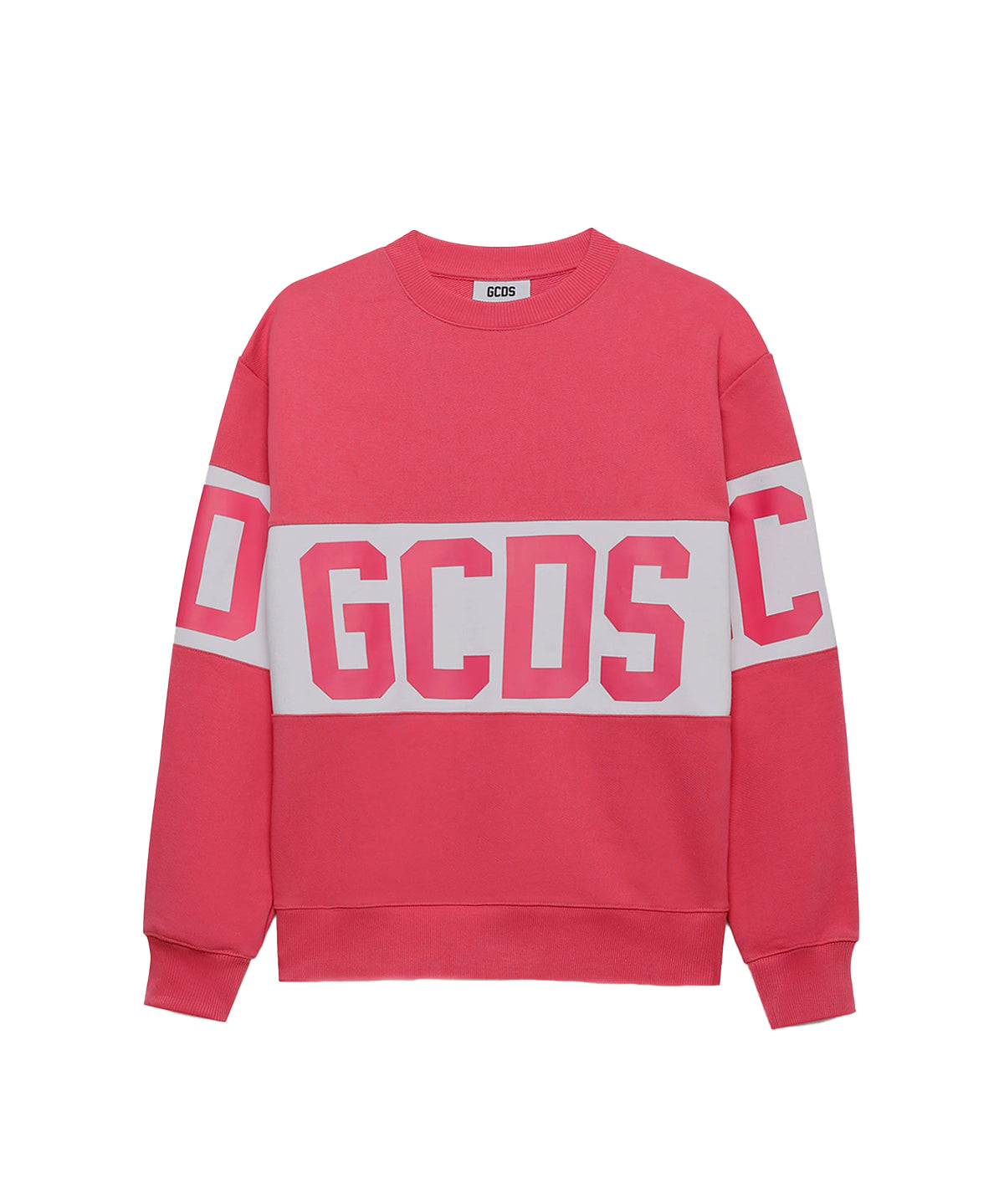 GCDS Kids Felpa Girocollo Fuxia con Logo per Bambine
