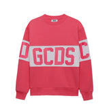 GCDS Kids Felpa Girocollo Fuxia con Logo per Bambine